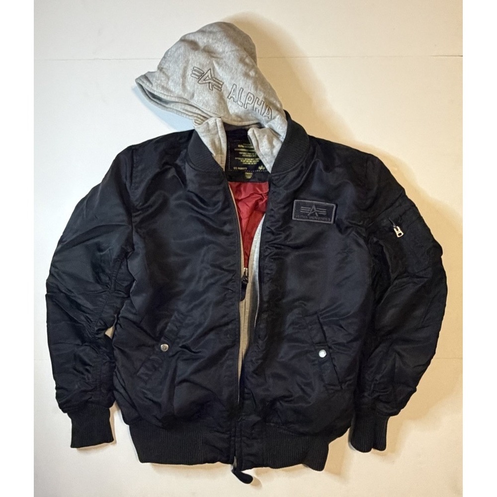 Alpha Industries Bomber Jacket MA-1 Flight Pilot USAF Style Hoodie Insert Small